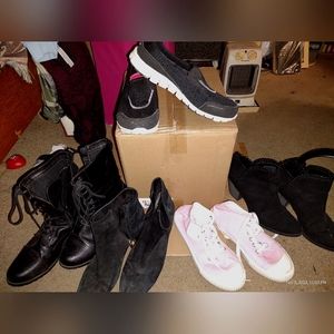 A variety of shoes.
